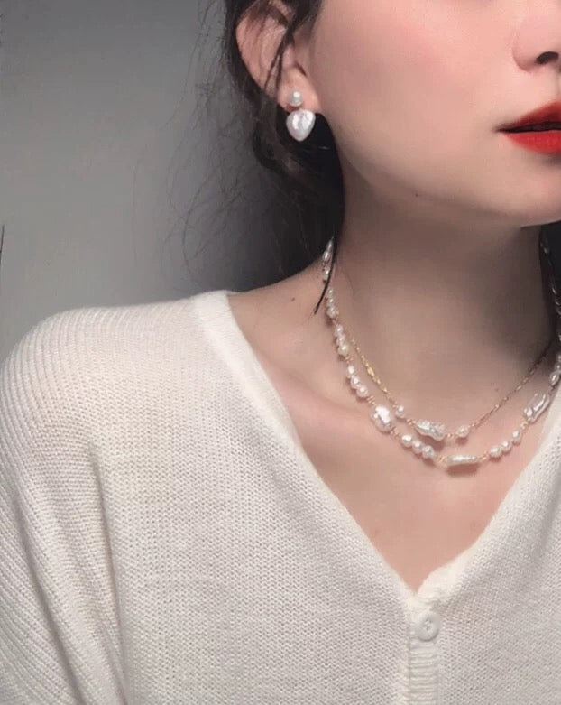 Heart Pearl earrings stud/dangling stud(E46)