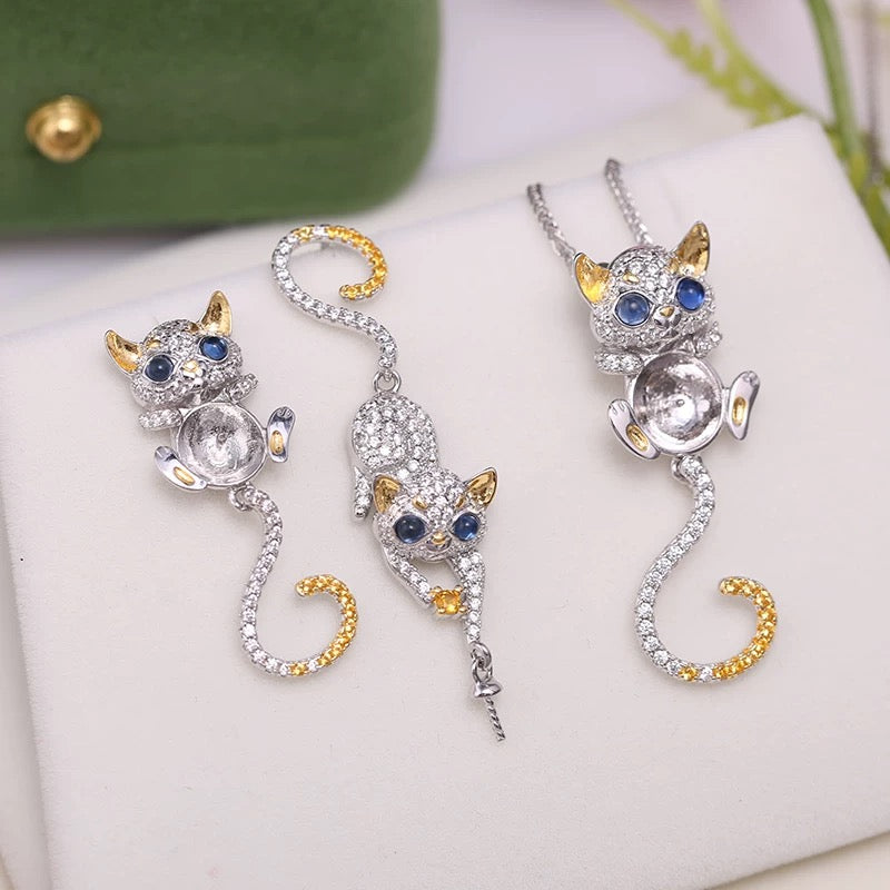 Kitten Cat Pendant and earring/S925