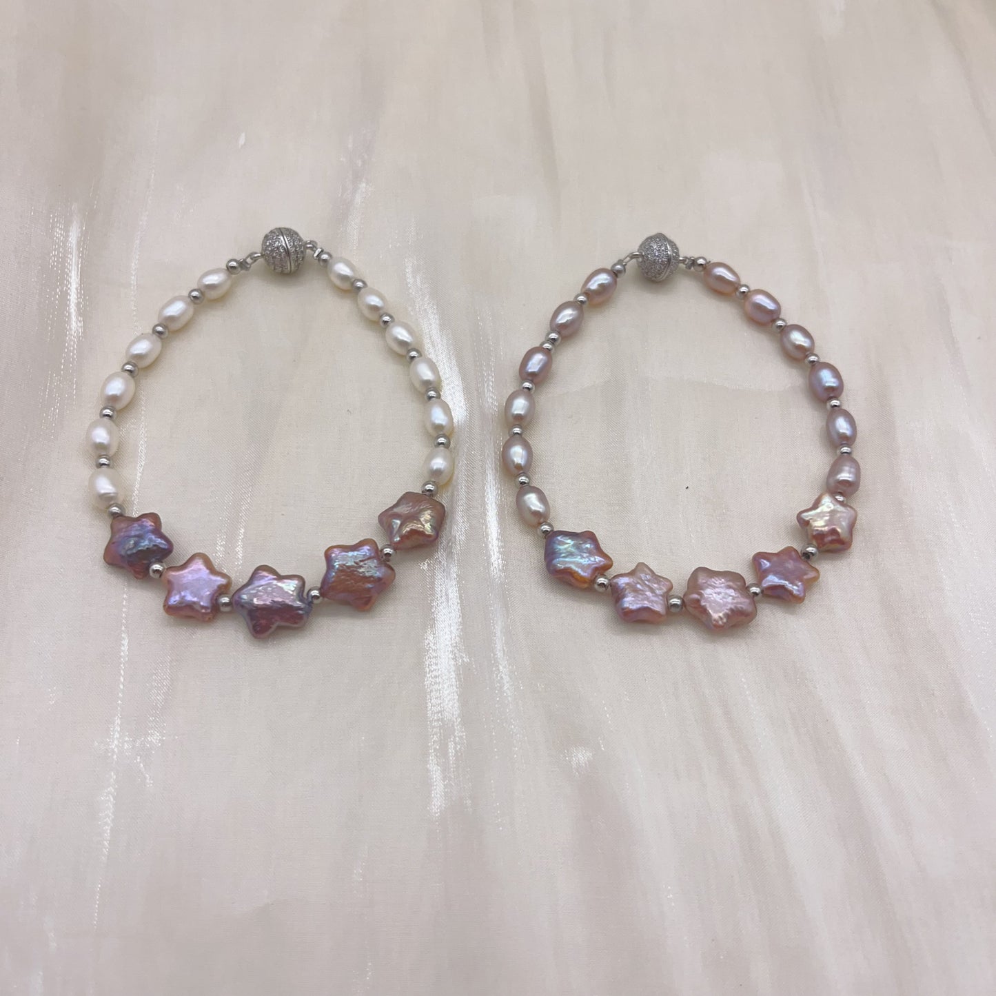 (B060) Baroque pearl bracelet /Star & rainbow pearls