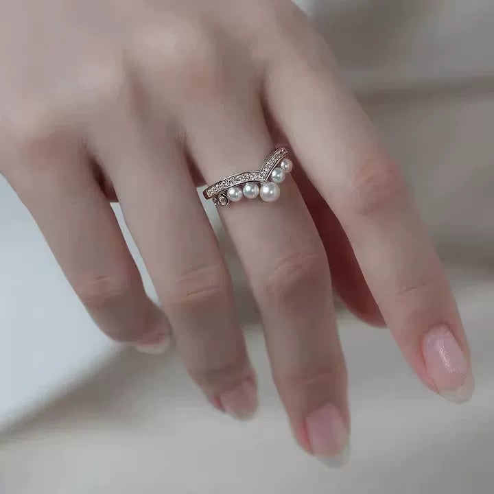(J035) pearl set -Earring & Ring