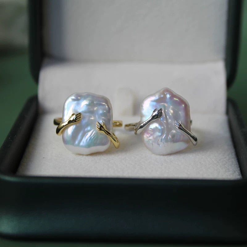 Hug ring/freshwater pearl ring/S925