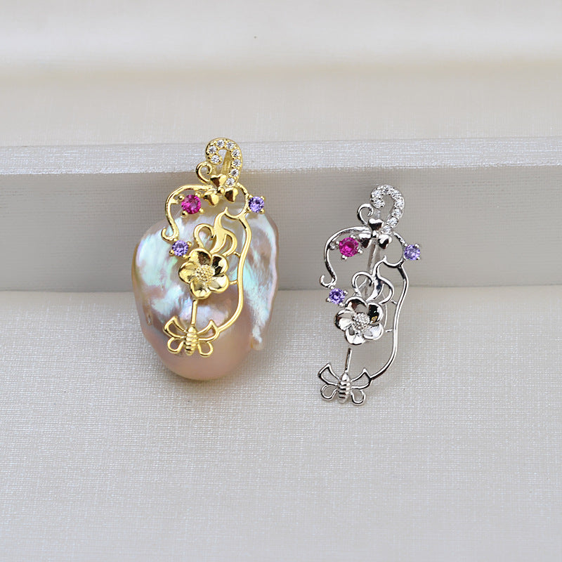 S925 sterling silver pendant baroque setting for legendary pearls (B42)