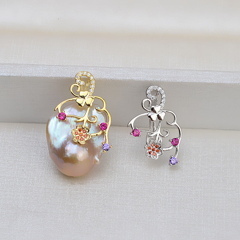 S925 sterling silver pendant baroque setting for legendary pearls (B43)