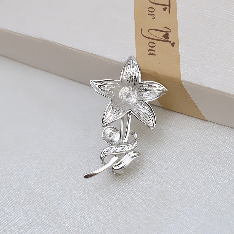 S925 sterling silver brooch setting  (B-5)