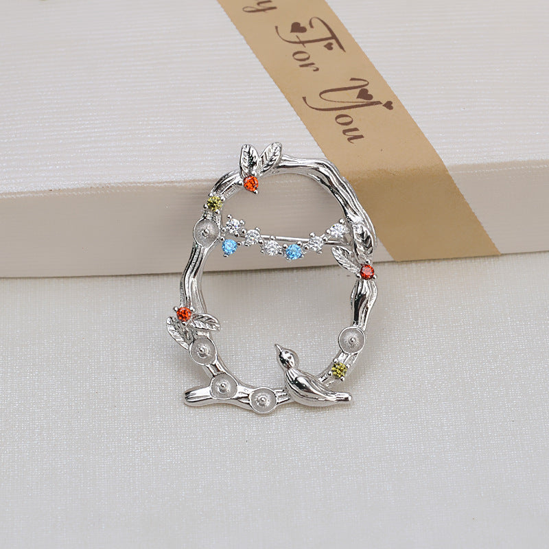 S925 sterling silver brooch setting (B-6)