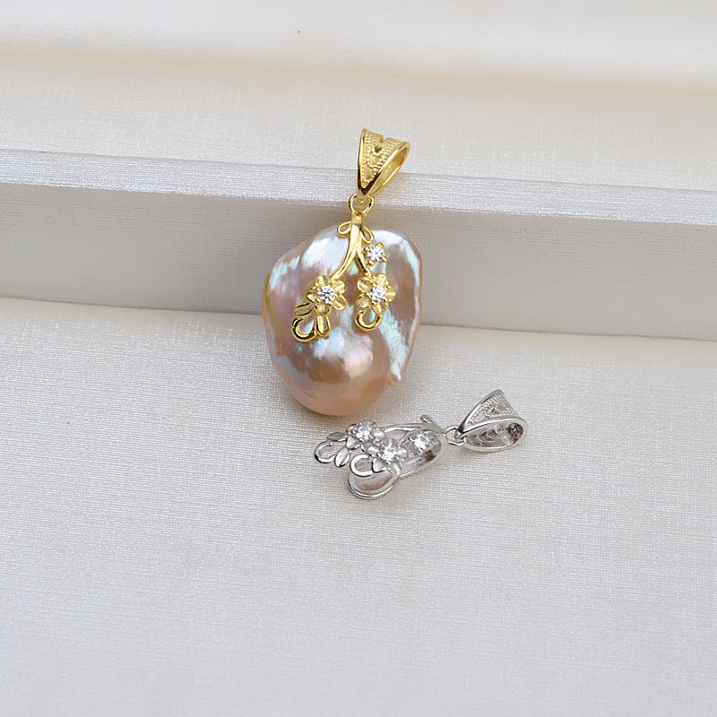 S925 sterling silver pendant baroque setting for legendary pearls (B10)