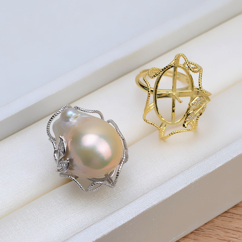 (BS007) S925 sterling silver earring baroque setting for legendary pearls