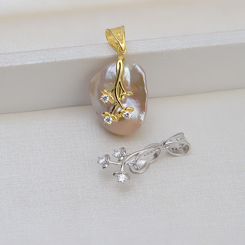 S925 sterling silver pendant baroque setting for legendary pearls (B37)