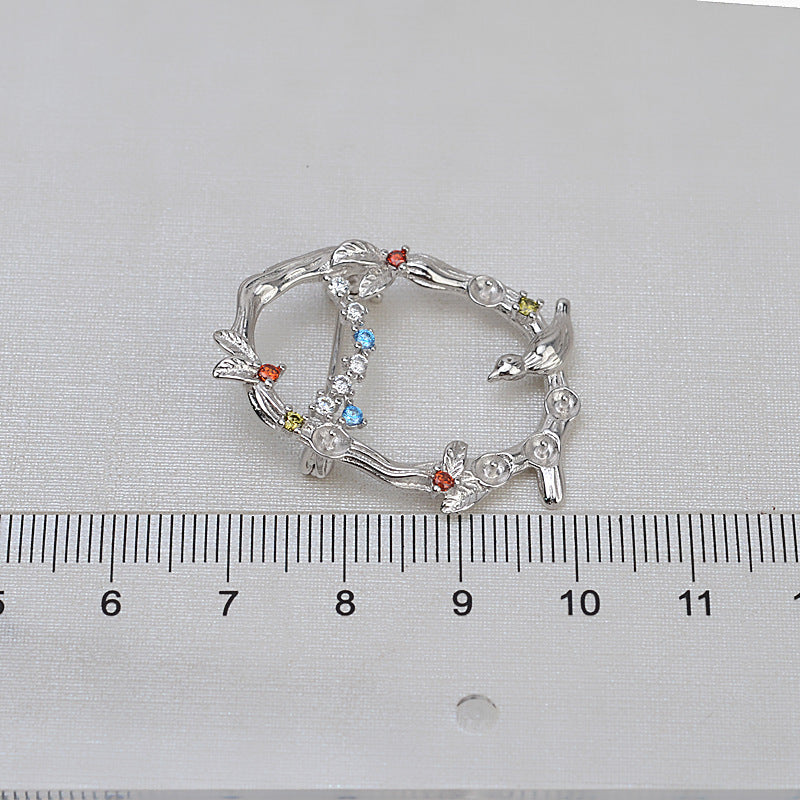 S925 sterling silver brooch setting (B-6)