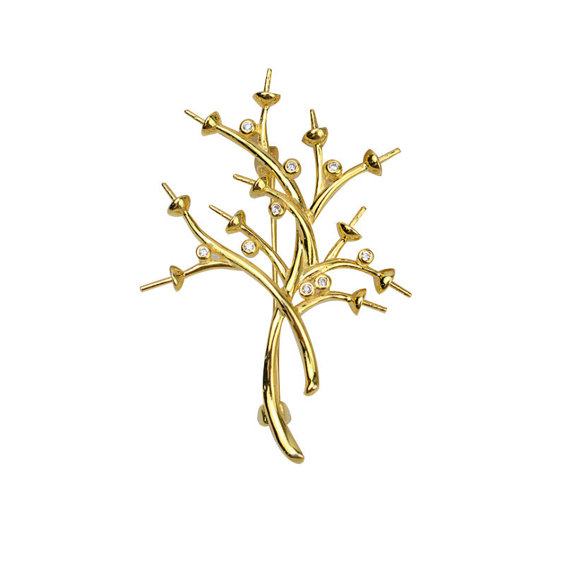 S925 sterling silver brooch setting (B-7)