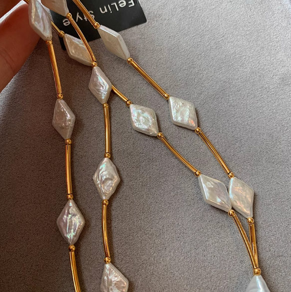 (N075)North star necklace/Freshwater pearl necklace