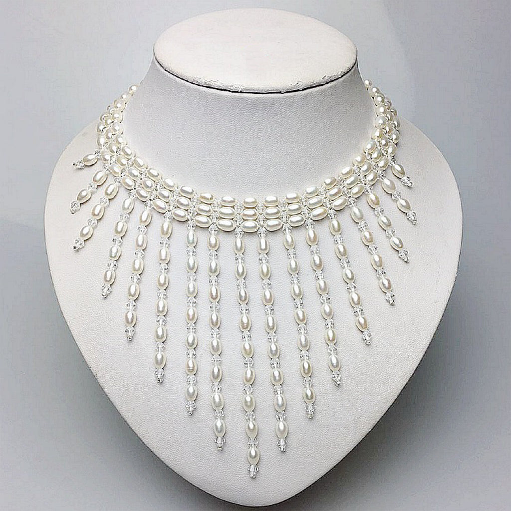 (N073)New arrival full pearl  necklace tassels USD180