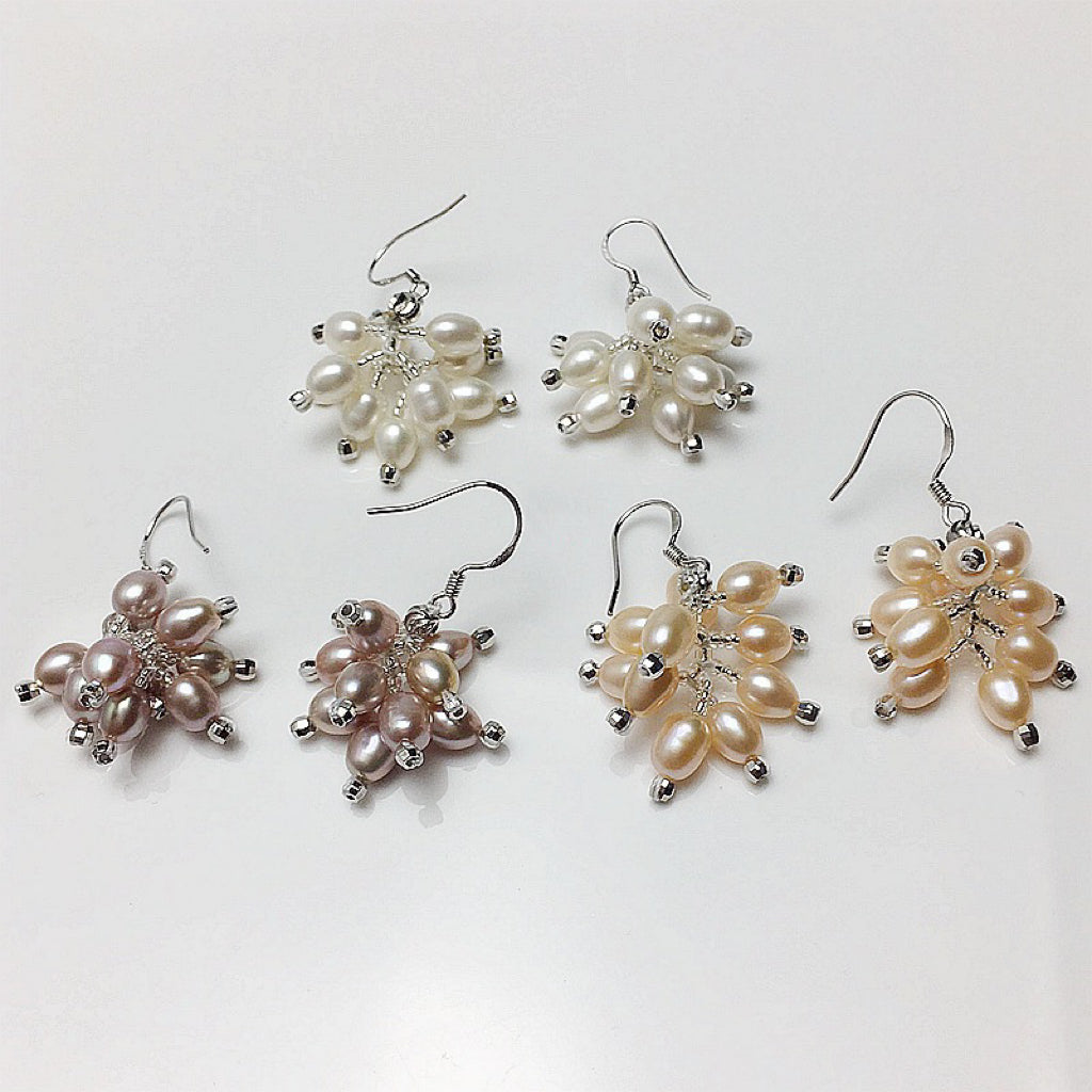 (J038)  Pearl jewelry set tassel earring & necklace