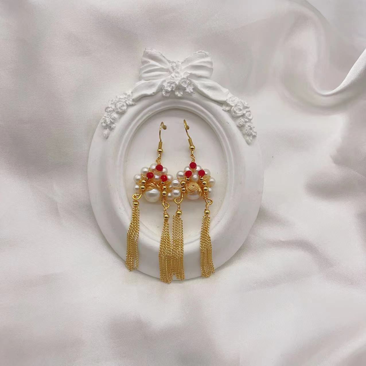(E039)Tassel stud earrings A1-9