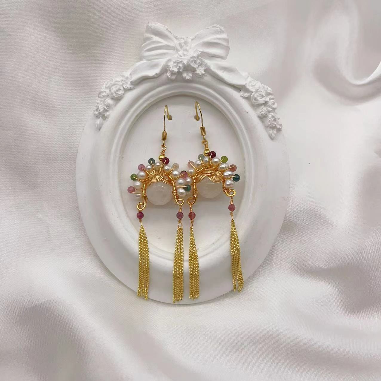 (E039)Tassel stud earrings A1-9