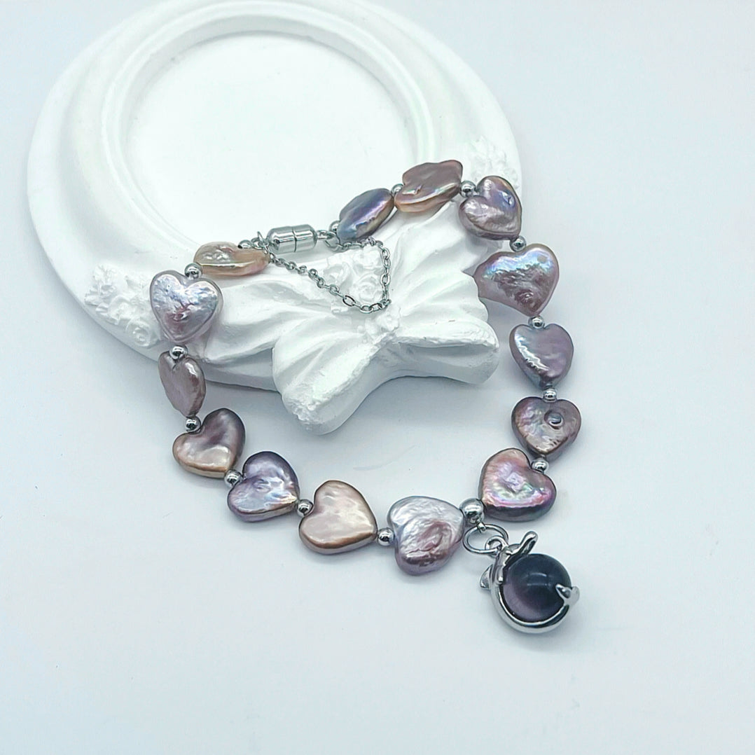 (B033) Heart Pearl bracelet