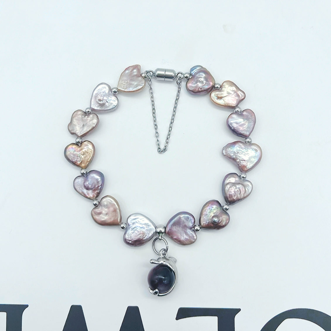 (B033) Heart Pearl bracelet