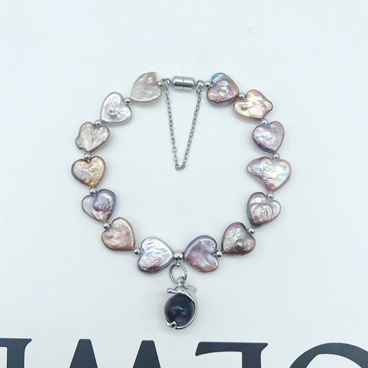 (B033) Heart Pearl bracelet
