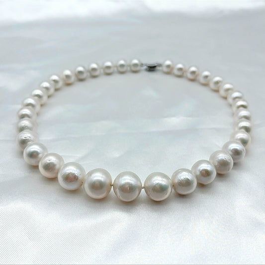 (N117)White Edison pearl necklace & bracelet