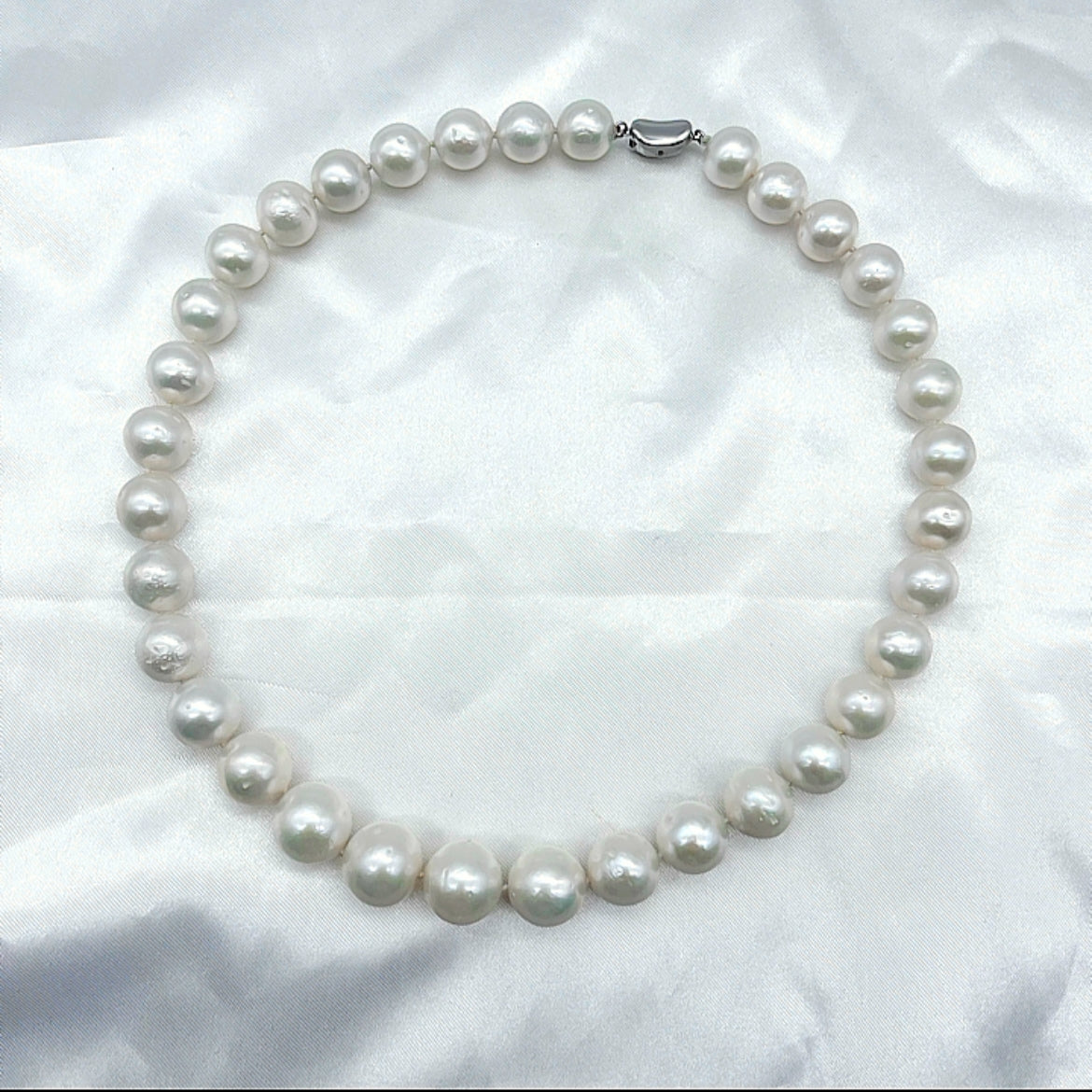 (N117)White Edison pearl necklace & bracelet