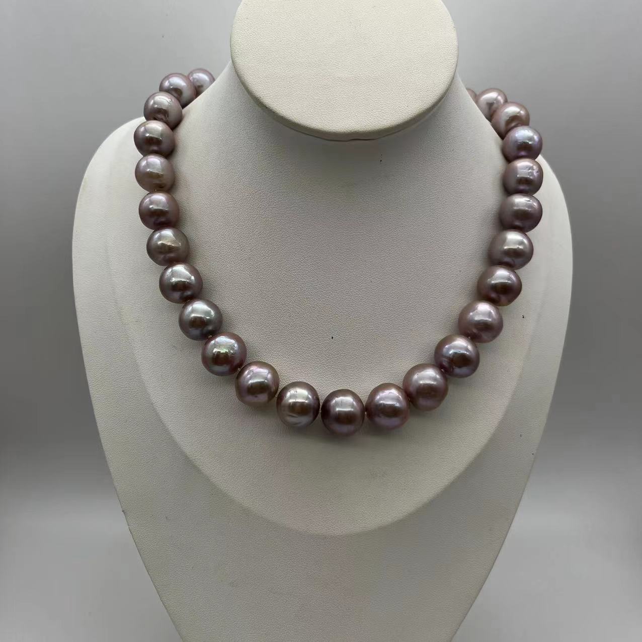 (N098)S925 Silver Big Edison full pearl necklace