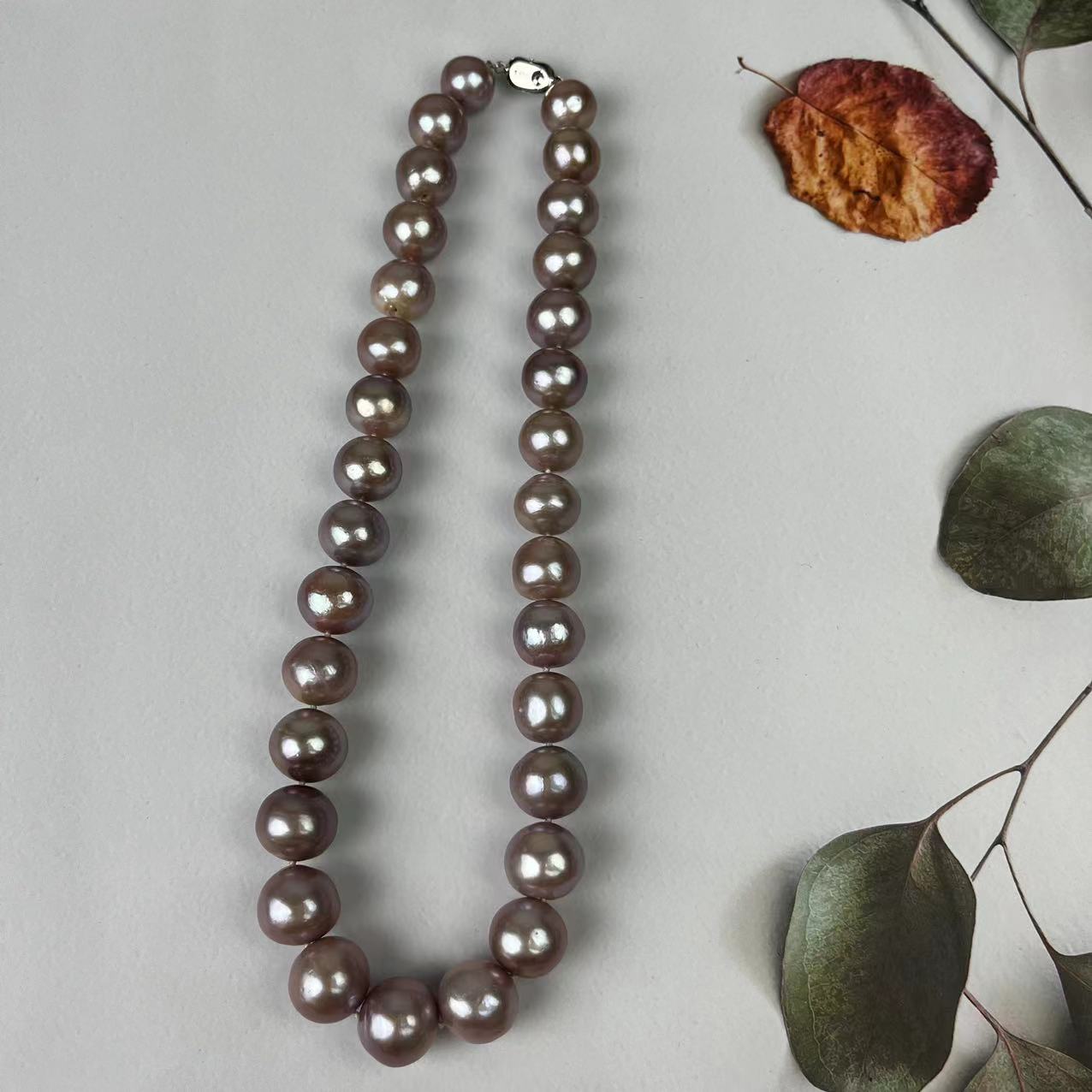 (N098)S925 Silver Big Edison full pearl necklace