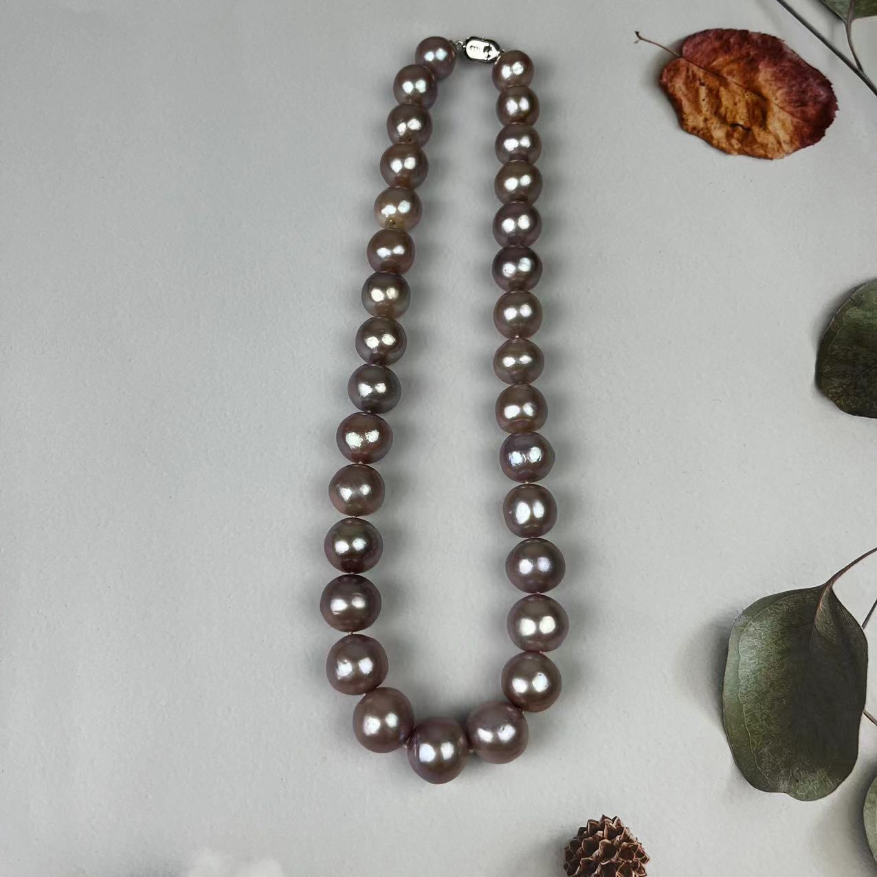 (N098)S925 Silver Big Edison full pearl necklace