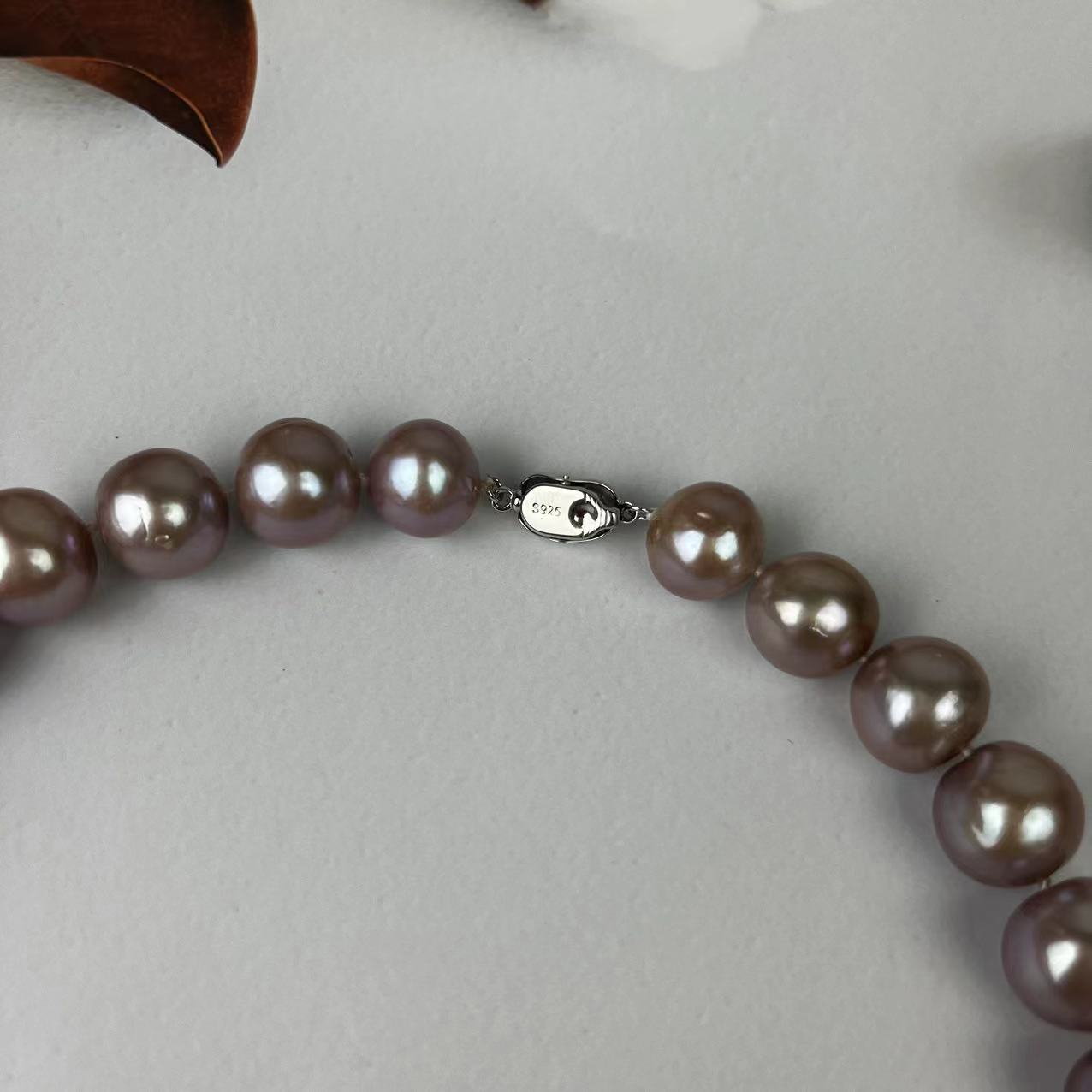 (N098)S925 Silver Big Edison full pearl necklace