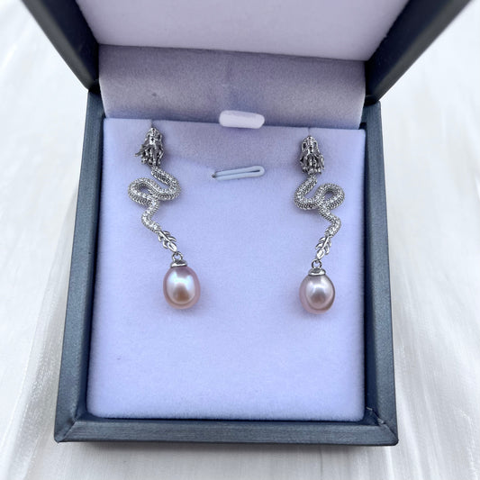 (E065)  S925 Silver Dragon Earrings