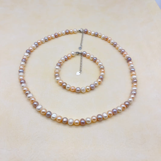 (J014)  Necklace and bracelet  rainbow set