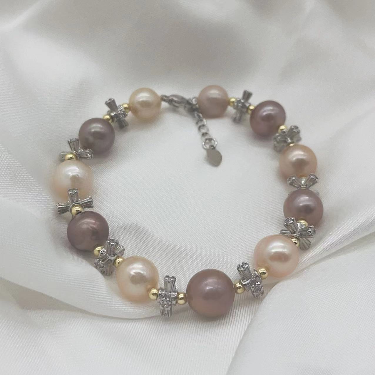 (B049) Edison and cross bead bracelet