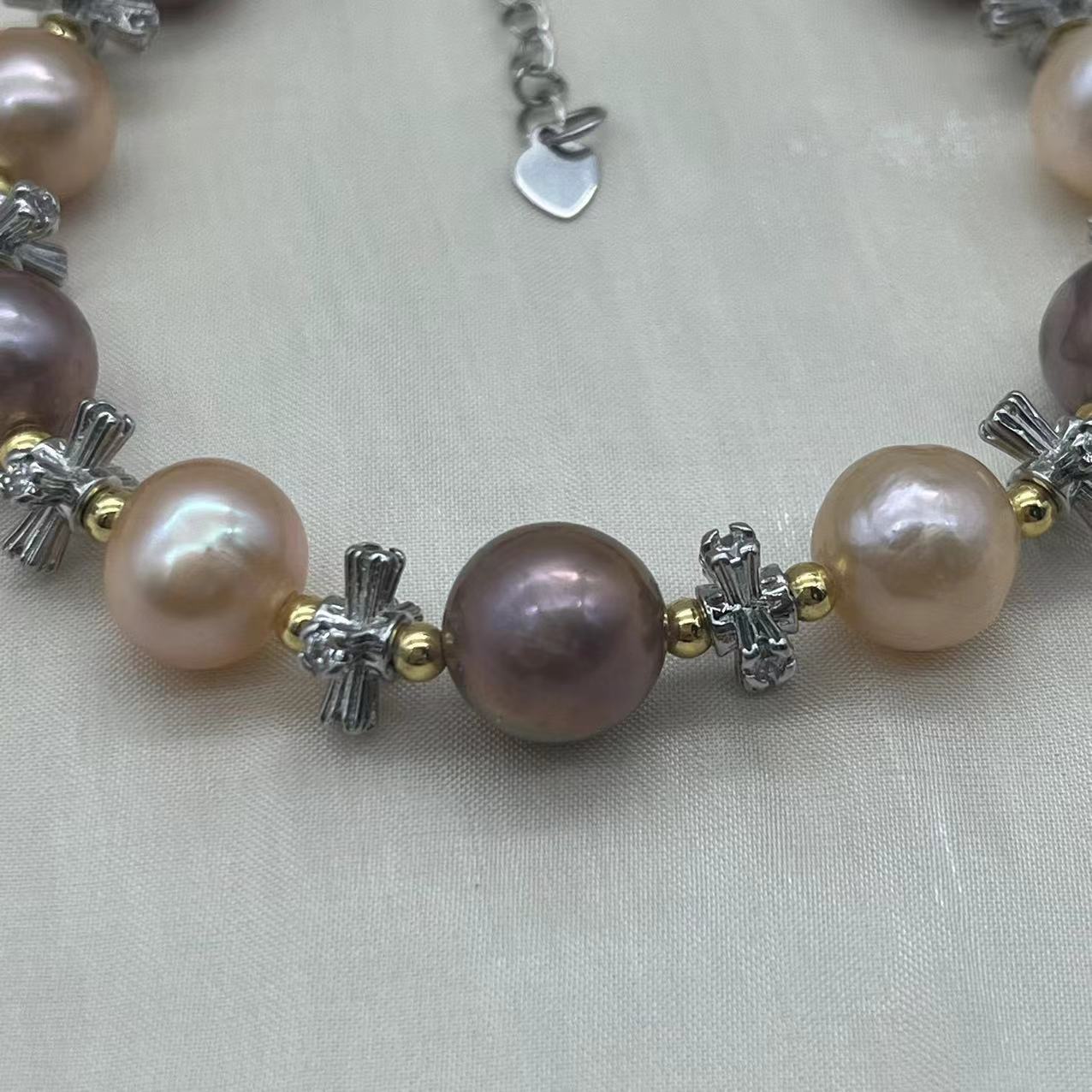 (B049) Edison and cross bead bracelet
