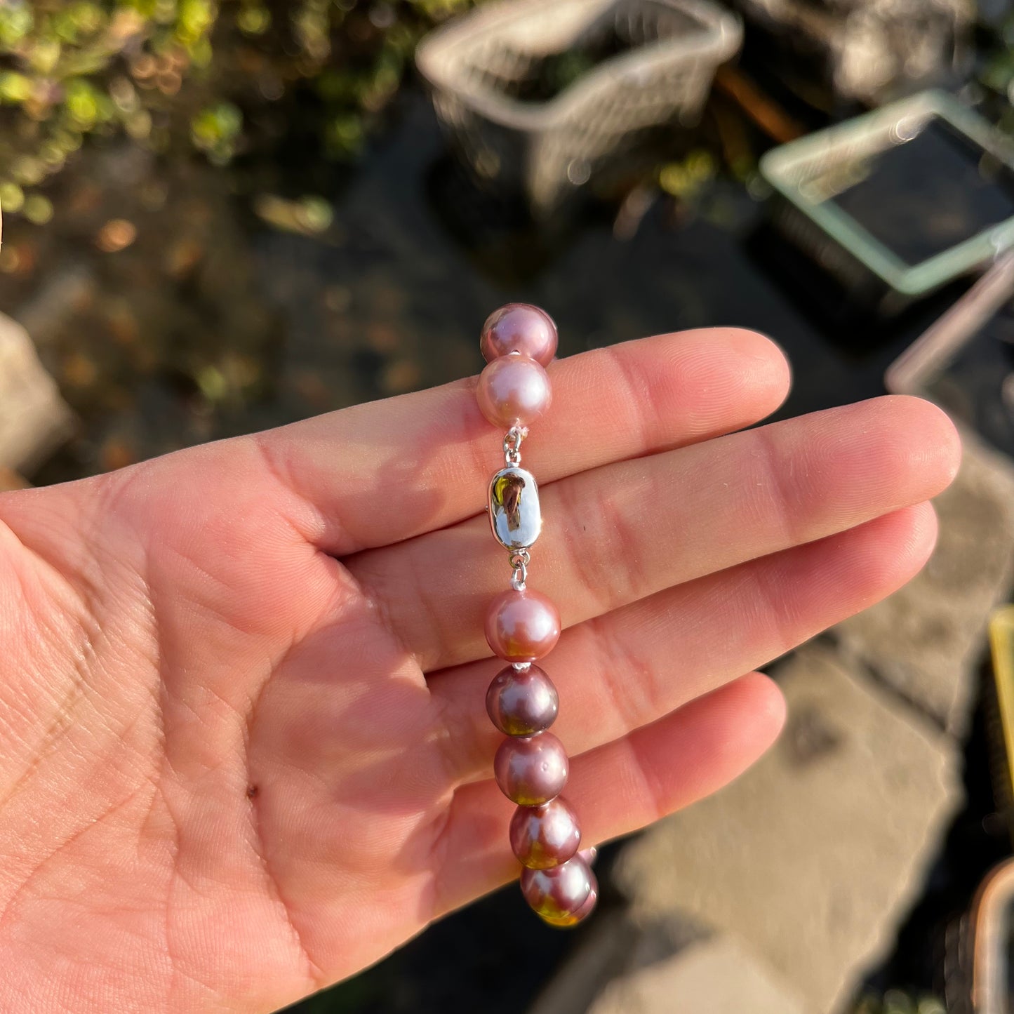 (B036) Full pearl Edison bracelet/purple bracelet--S925