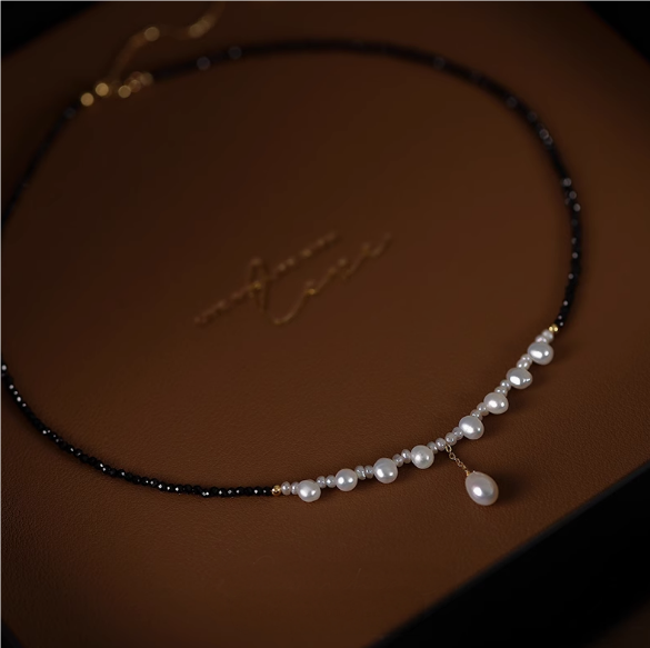 (N101)Pearl necklace/black necklace/Handmade Pearl Necklace
