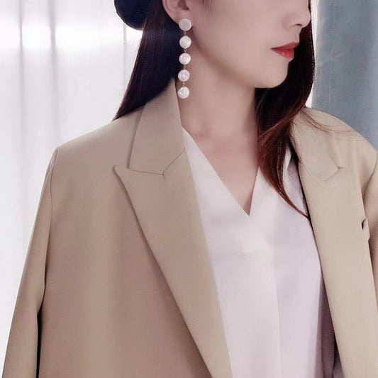 (E074)Button earrings stud/dangling stud