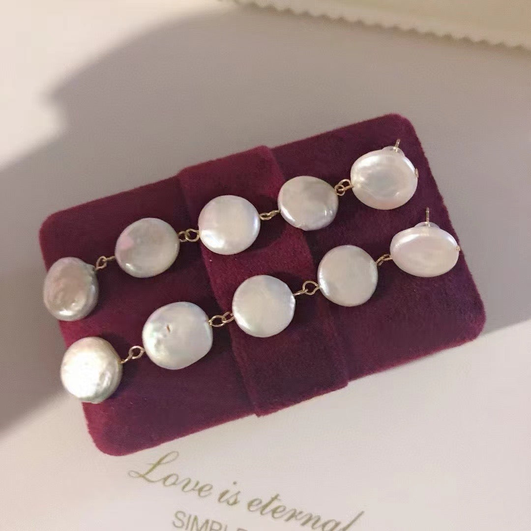 (E074)Button earrings stud/dangling stud