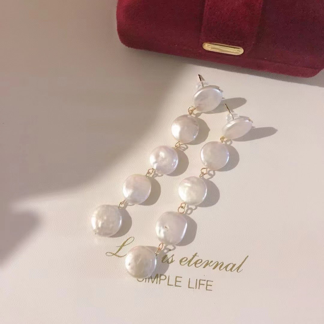 (E074)Button earrings stud/dangling stud