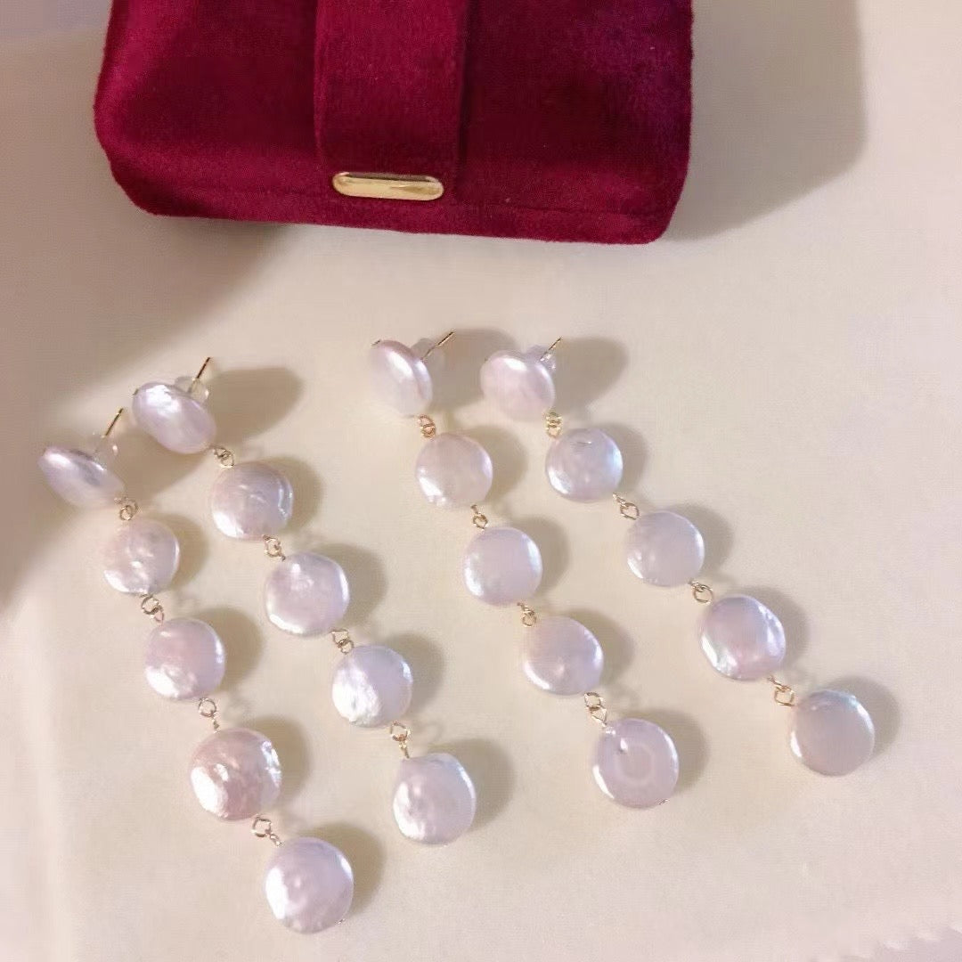 (E074)Button earrings stud/dangling stud