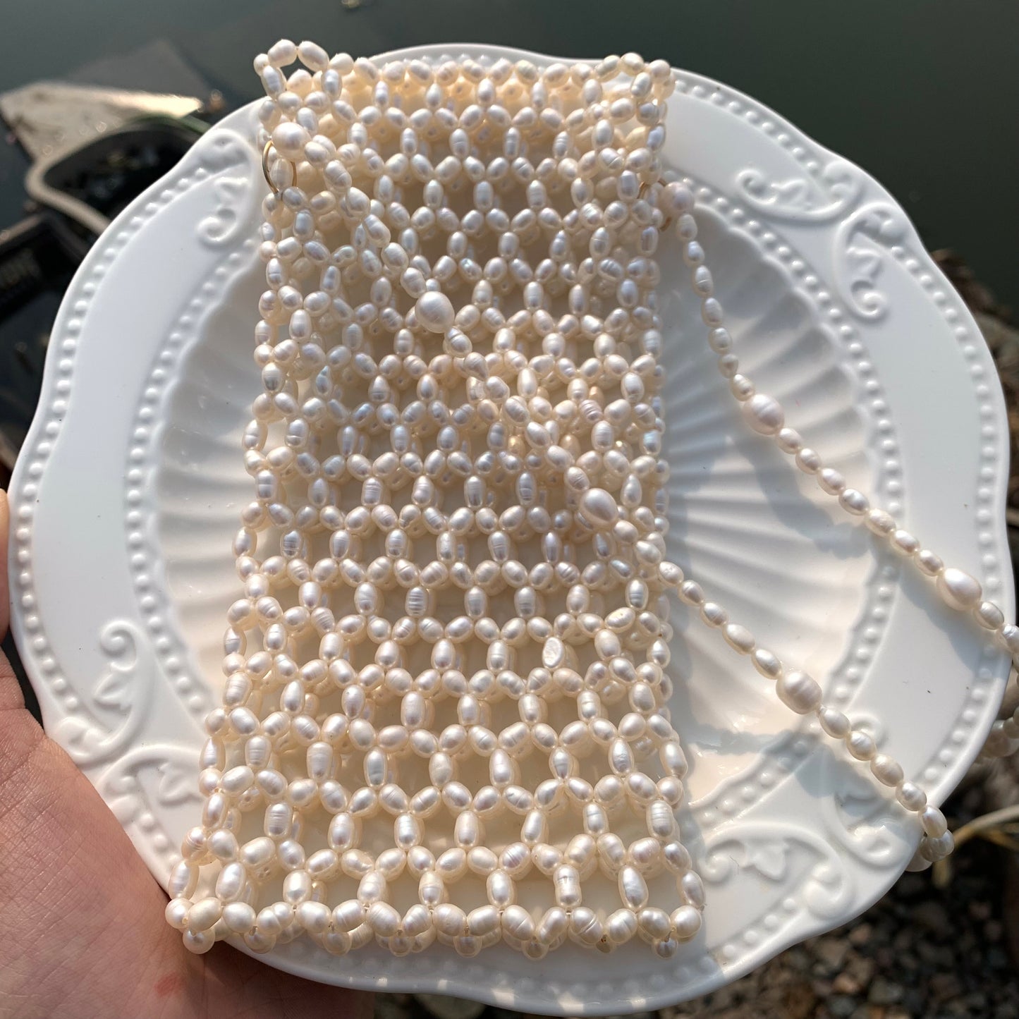 Handwoven Pearl Shoulder Bag (around 950 pearls)