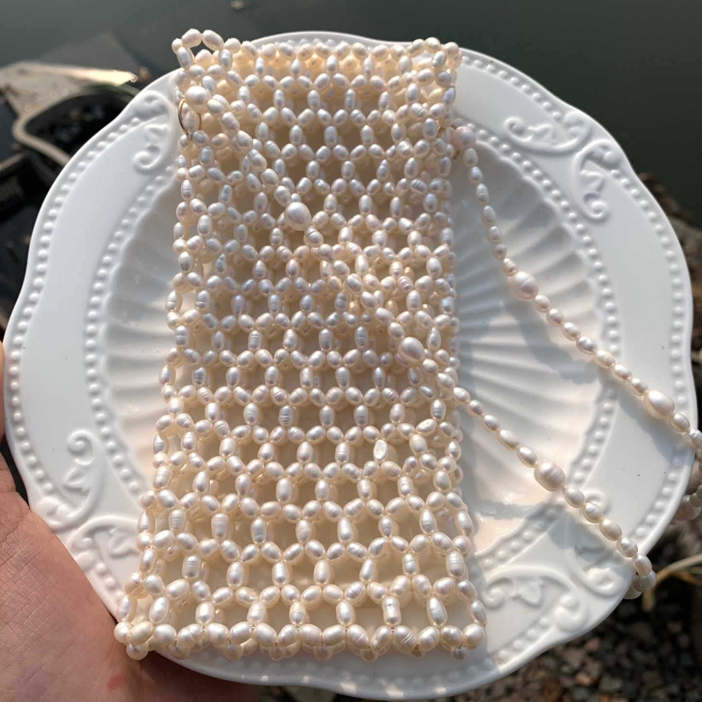 Handwoven Pearl Shoulder Bag (around 950 pearls)