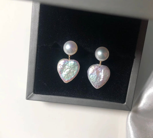 Heart Pearl earrings stud/dangling stud(E46)