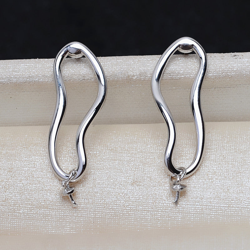 S925 sterling silver earring baroque setting for legendary pearls (B39)