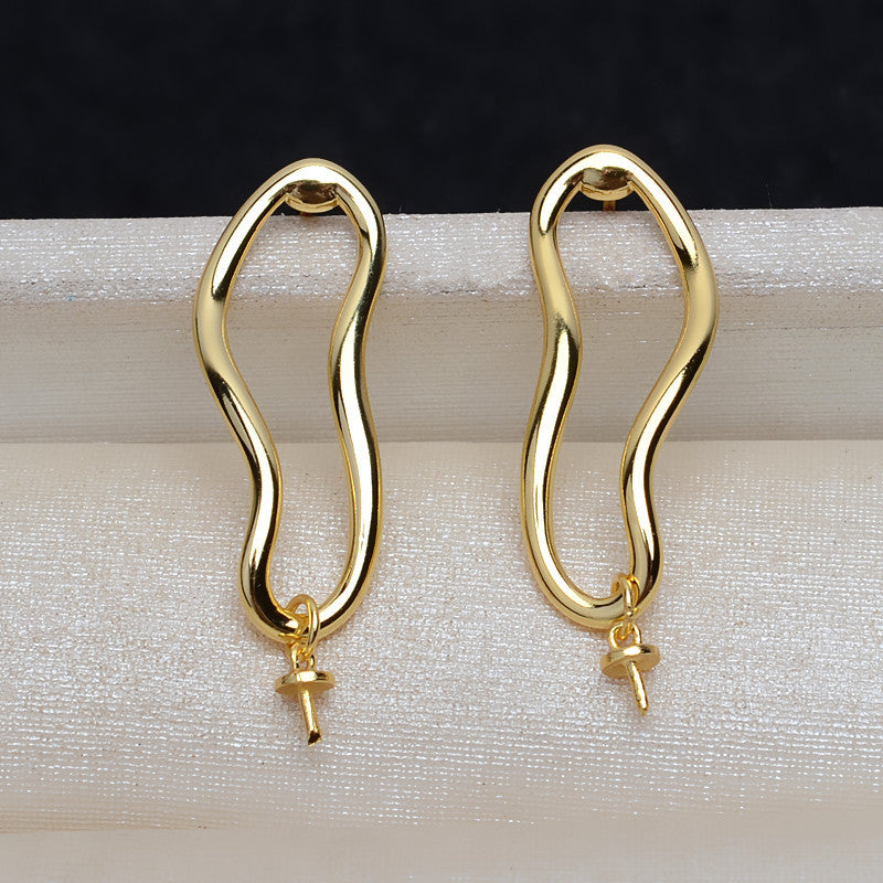 S925 sterling silver earring baroque setting for legendary pearls (B39)