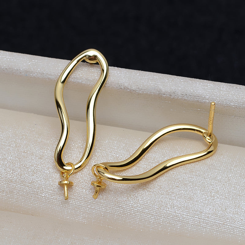 S925 sterling silver earring baroque setting for legendary pearls (B39)