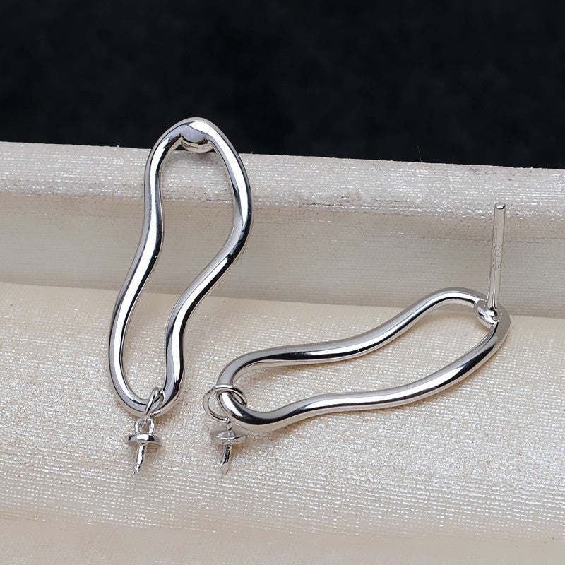 S925 sterling silver earring baroque setting for legendary pearls (B39)