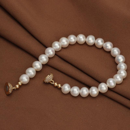 (B008) white full pearl bracelet