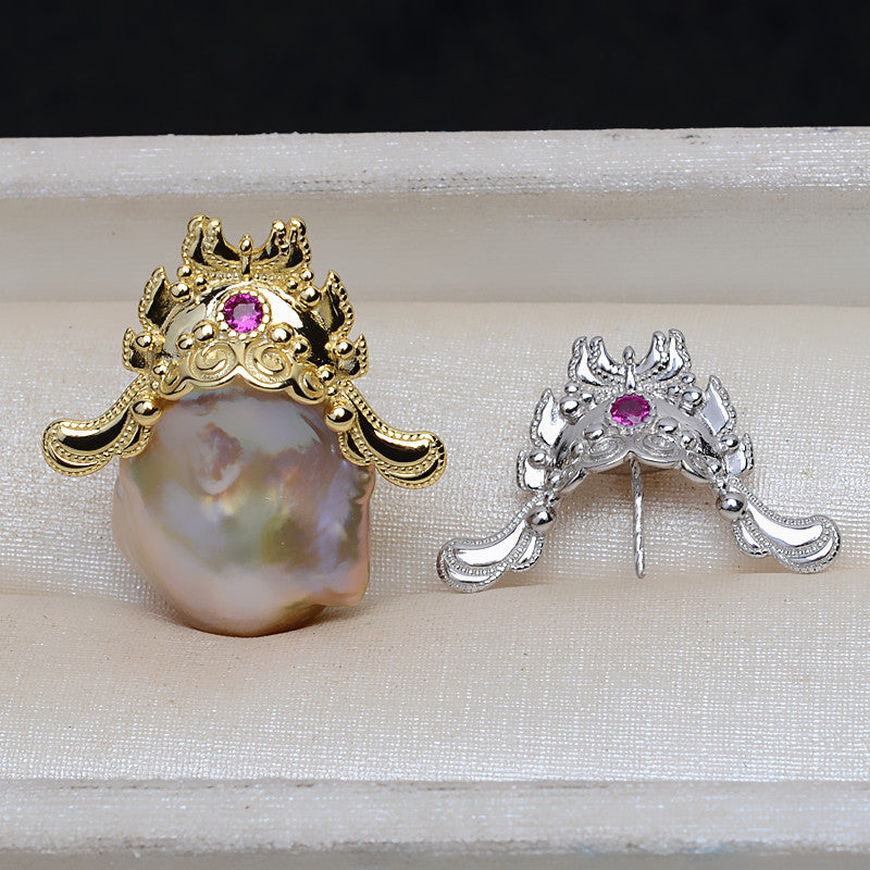 S925 sterling silver pendant baroque setting (B31)