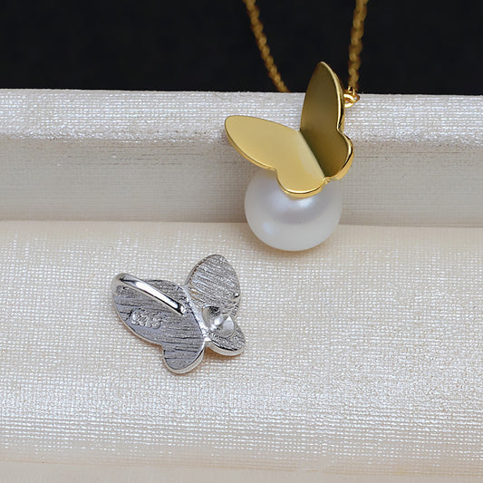 S925 sterling silver butterfly pendant and earrings setting (E24)