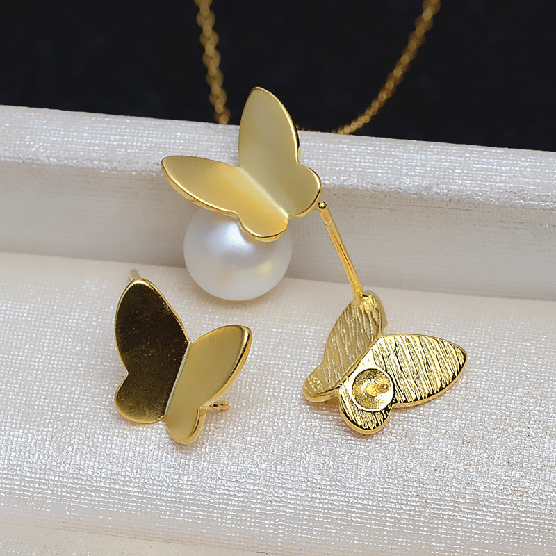 S925 sterling silver butterfly pendant and earrings setting (E24)