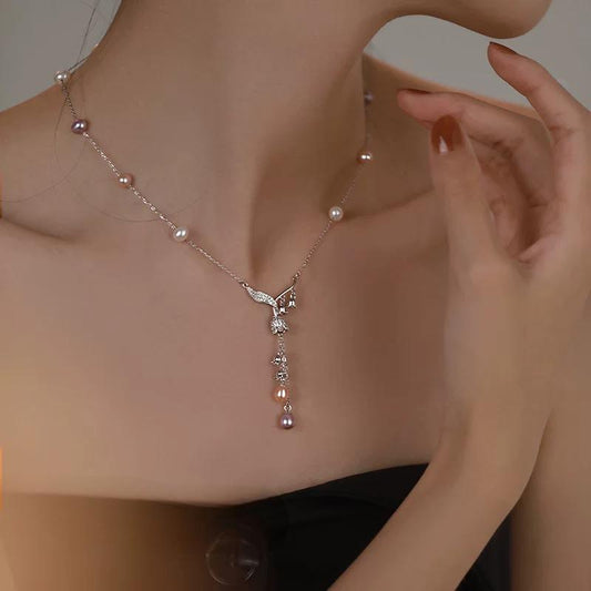 (N062)Lily of the valley pearl necklace/S925/Adjustable Pearl Necklace